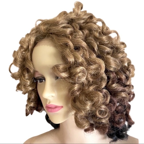 New Lace Front Wig Light Brown, Black, Brunette Big Wavy Curls, Synthetic NWT - Picture 5 of 7